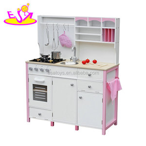 Yeni tasarım lüks kız oyuncak oyna pretend ahşap pembe oyuncak mutfak W10C281 - Product Image 2