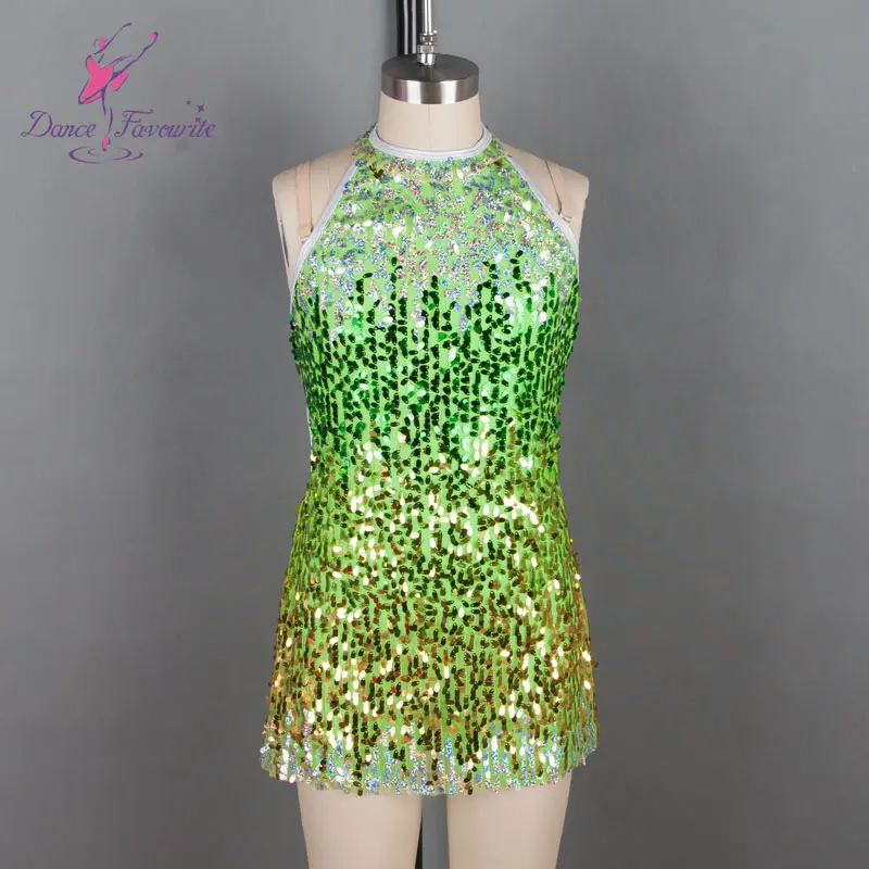 Dance Favourite Child & Adult Jazz Ballet Mixed Color Sequin Bodice with Boy Shorts Costume Leotard Dress 18524