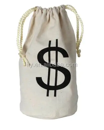 Custom Design Canvas Drawstring Cotton Money Bag