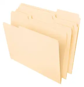 经典马尼拉文件夹，信纸尺寸，8-1/2 “x 11”, 1/3-在左侧，右侧，中心位置中切割选项卡，每箱 100