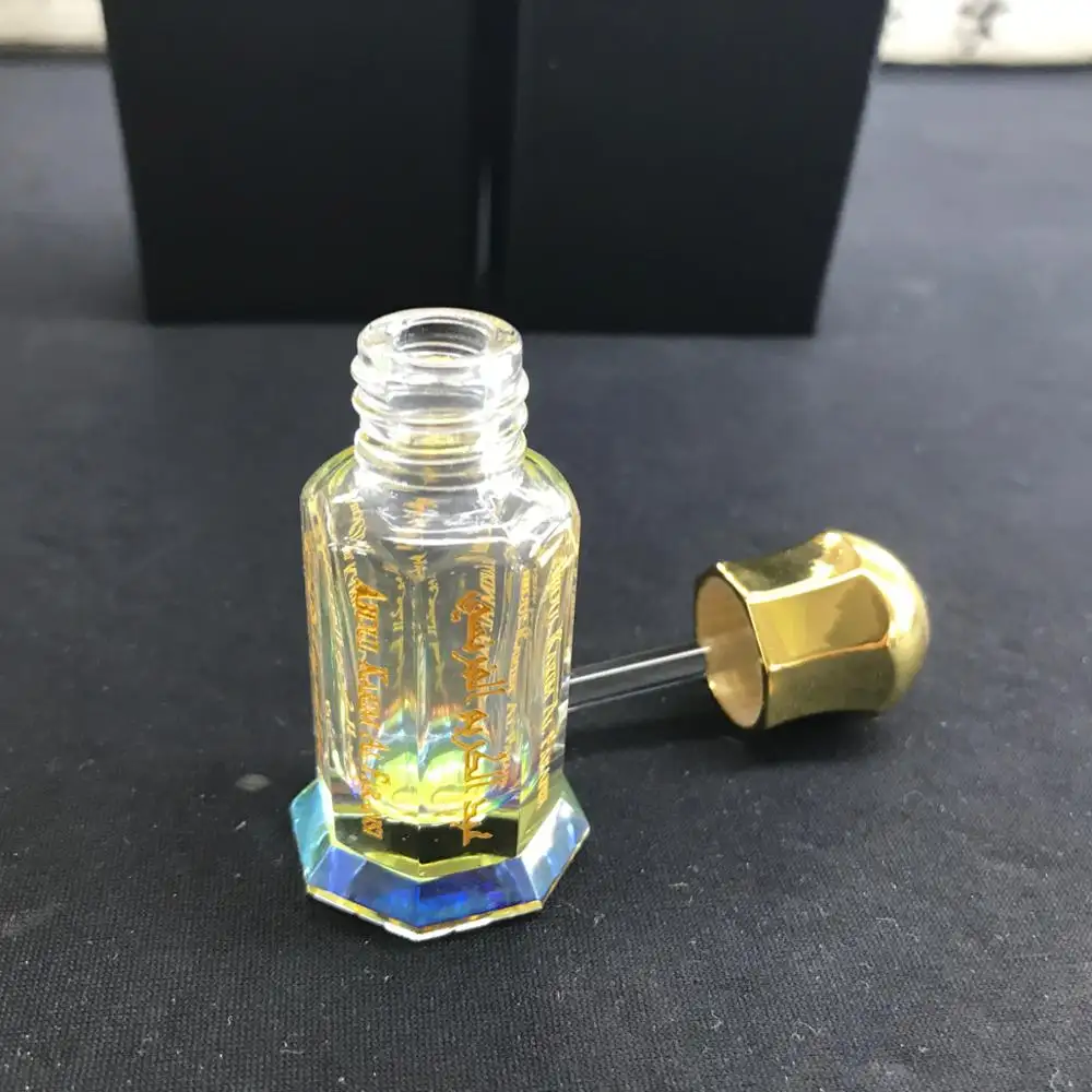 Wholesale Octagonal Shape Arabian Attar Perfume Oil Glass Bottle With Glass Stick