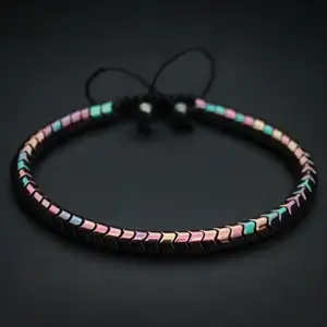 Bracciale Intrecciato Fatto a Mano con Perline in Ematite Pelle di Serpente da Uomo e Donna Gioiello dell'<span class=keywords><strong>Amicizia</strong></span> - Product Image 2