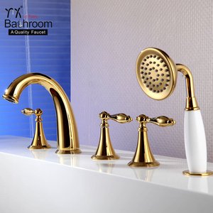 YX baño montado cubierta de oro 5 agujeros baño bañera grifo - Product Image 3