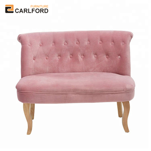 Poltrona a Due Posti <span class=keywords><strong>in</strong></span> Velluto <span class=keywords><strong>Rosa</strong></span> per Soggiorno, Design Tradizionale, Sedia Relax per Caffetteria o Hotel, Poltrona Decorativa o Fauteuil - Product Image 2