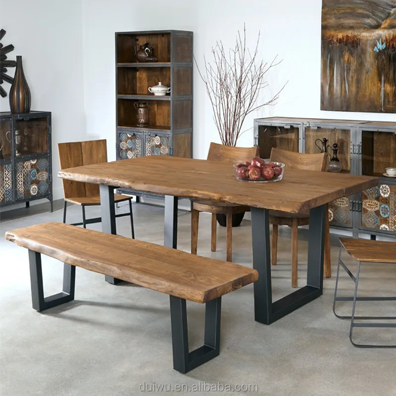 Table en <span class=keywords><strong>béton</strong></span> en bois massif, meuble d'extérieur, style industriel vintage, de haute qualité en chine