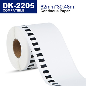 Rollo de etiquetas de código de barras con adhesivo térmico compatible con <span class=keywords><strong>Brother</strong></span>, de 62mm x 30,48 M, rollo jumbo de etiquetas térmicas, DK2205, de 2 a m - Product Image 2