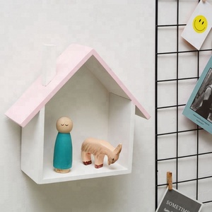 Hình Dạng Ngôi Nhà Với Ống Khói Phòng Trẻ Em Bằng Gỗ Trang Trí Tường Kệ - Product Image 2