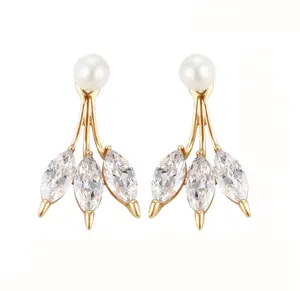 92424 crystal stone for jewelry latest design diamond pearl earrings