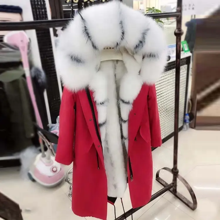 Real Imported Mink Fur Winter Casual Ladies Fur Lined Parka Jacket