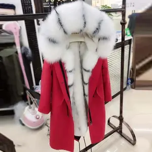 Chaqueta Parka forrada de piel de visón para mujer, chaqueta informal de invierno