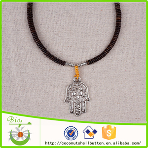 Marrón Natural heishi cuentas de concha de coco <span class=keywords><strong>hamsa</strong></span> collar de <span class=keywords><strong>la</strong></span> joyería 2015 - Product Image 1