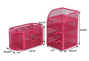 Rak Meja Kerja dan Sekolah Wideny dari Kawat Logam Baja, 2 Buah Tempat Penyimpanan Perlengkapan Meja dan Set Organizer Penyimpanan 3 Laci - Product Image 6