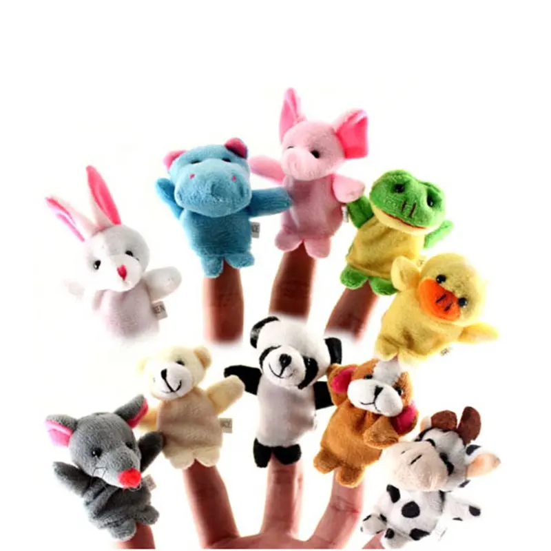 ของเล่นตุ๊กตาเด็ก10ชิ้น,ชุดสัตว์น่ารักแพนด้าหลากสีและขนาดเล็กหุ่นนิ้วขนเป็ดกระต่าย