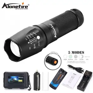 ALONEFIRE X800 Zoom 10W T6 led parlak ışık yüksek güç el feneri savaş taktik avcılık yürüyüş tırmanma Torch USB şarj aleti pil