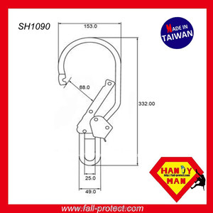 ตะขอเกี่ยวเหล็ก SH1090 แบบ Double Action รับน้ำหนักได้ 23kN ขนาด 332 มม. สำหรับป้องกันการตกในงานอุตสาหกรรม - Product Image 2