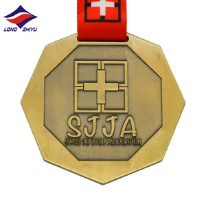 2017 heißer verkauf alte gold finishing Schweizer Jiu Jitsu souvenir zink-legierung medaille