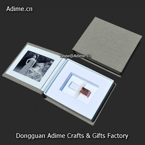 Boîte cadeau pour emballage de clé USB photo en tissu de lin pour mariage - Product Image 3