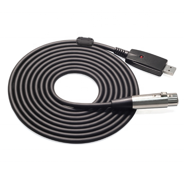 USB Male to XLR Female Microphone Mic Studio Audio Link Cable Adapter Black