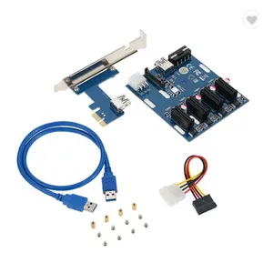 PCI-E 1X Expansion Kit 1 to 4 Slots Switch Multiplier Hub Riser Card Adapter with USB 3.0 Cable Pcie Modules