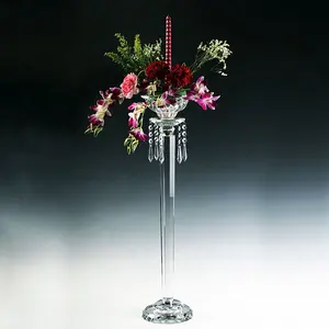 Commercio all'ingrosso supporto di candela di cristallo di nozze centrotavola con ciotola di fiori hanno tre dimensioni fiore di cristallo candeliere SH-053