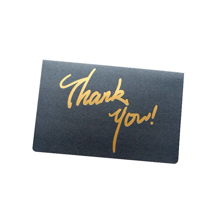 Personalized Printing Black Paper Cardboard Custom Thank You Card With Gold Foil