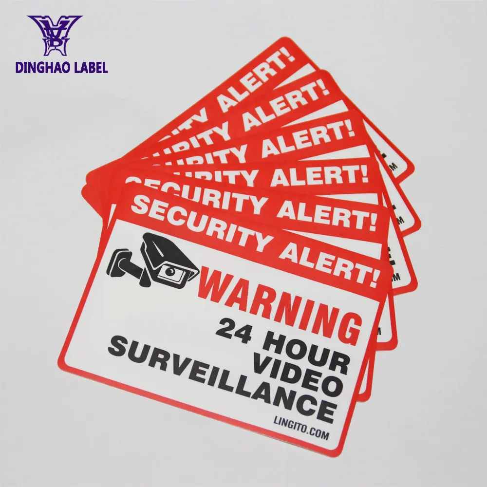 security alert Warning 24 hour video surveillance USA Most Popular CCTV Camera Stickers For Outdoor