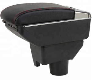 Boîte d'<span class=keywords><strong>accoudoir</strong></span> en cuir DAIAO, console de rangement centrale Mk2, accessoire de rangement intérieur avec chargeur USB (Ligne Rouge) - Product Image 3