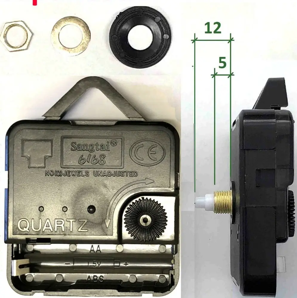 CEクォーツ時計ムーブメント6168、ミディアムシャフト12mm、ハンガー付き、サイレント