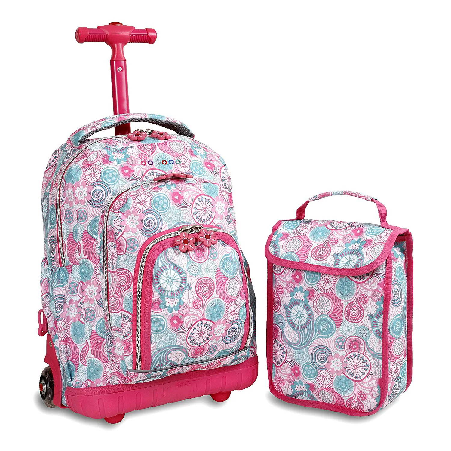 2022 nuovo zaino da scuola Trolley impermeabile per Gril, zaino per bambini resistente ed elegante con Trolley borsa con ruote ragazze in poliestere