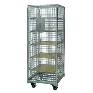 Warehouse Transport Demountable Galvanized Wire Mesh Roll Container, Rolling Trolley, Hand Carts