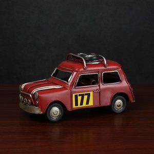 Modelo de Coche Rojo Creativo 177 con <span class=keywords><strong>Ruedas</strong></span> en la Parte Superior, Adornos de Hierro para Niños, Recuerdo, Regalo, Decoración, Decoración Vintage para el Hogar - Product Image 3