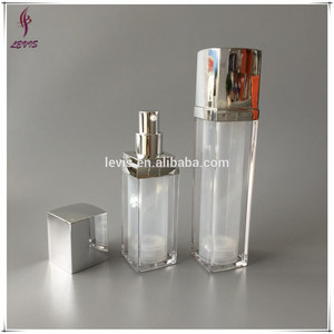 Plástico de lujo plaza vacía bomba sin aire 30 ml con tapa de plata - Product Image 5