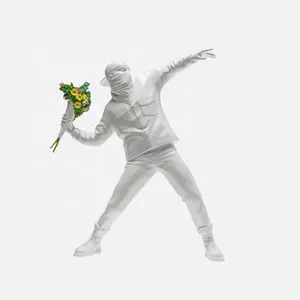 Factory custom made resin figurine oem Banksy Flower Bomber polystone Figure collectible art toy