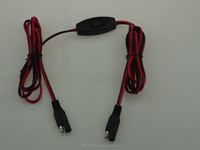 Saklar On/Off Tombol Hitam 10A Konektor 2 Inti Jantan/Betina 18Gauge 750mm 500mm Perakitan Kabel Ekstensi SAE untuk Sepeda Motor