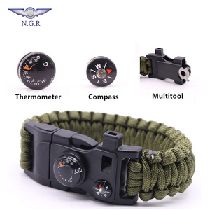 Bracelet de survie multifonction avec thermomètre, boussole, sifflet allume-feu, multi-outils vente en gros - Product Image 6