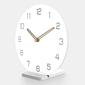 EMITDOOG 3D الأزياء الإبداعية الرقمية خشبية ساعة مكتب ديكور المنزل الحديث الصامت الكوارتز شاشة بكتيفة للطاولات ساعة حائط
