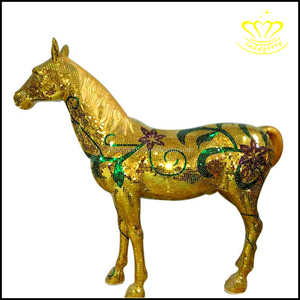 Personnalisable fibre de verre coloré bleu <span class=keywords><strong>blanc</strong></span> porcelaine mosaïque <span class=keywords><strong>cheval</strong></span> Sculpture jardin rue paysage décor Design résine artisanat - Product Image 2
