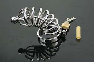 Funny steel small Male Chastity device cock cage con giocattolo del sesso catether uretrale - Product Image 2
