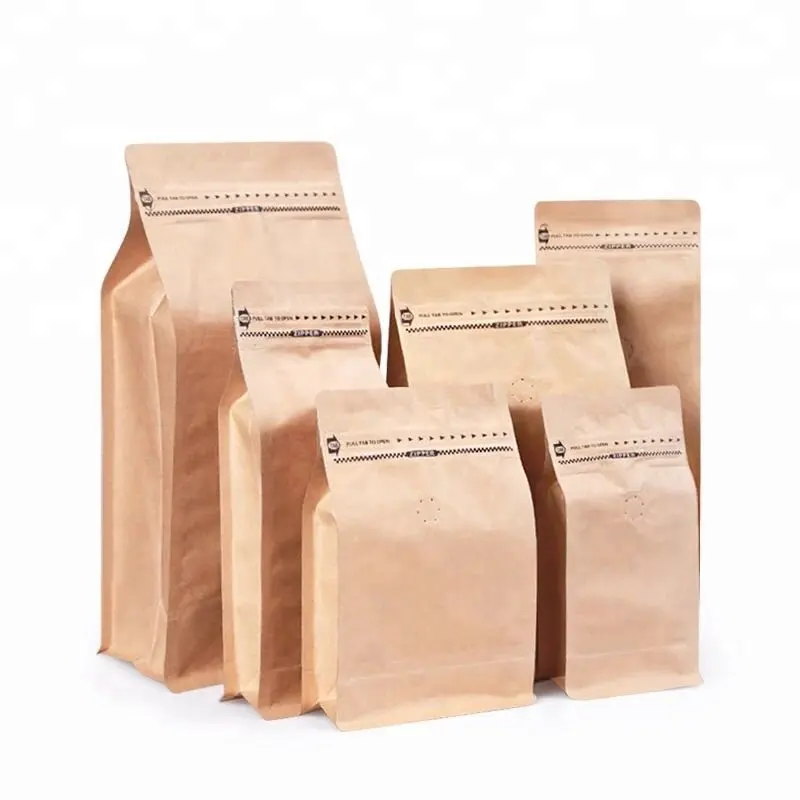 Kraft scatola di carta sacchetto di imballaggio con valvole di caffè di fondo