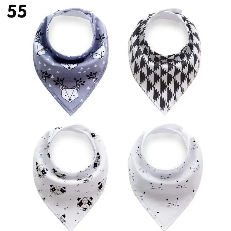 Phong Cách Mới Cotton 4-Pack Tam Giác Thoải Mái Bé Bandana Yếm