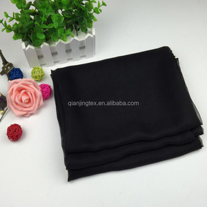 Hot sale silky soft smooth polyester silky black chiffon fabric for summer dress