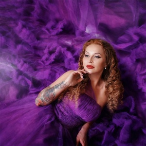 Vestido <span class=keywords><strong>de</strong></span> <span class=keywords><strong>Novia</strong></span> <span class=keywords><strong>de</strong></span> Gala Largo con un Hombro Descubierto, Elegante y Sofisticado, Color Morado - Product Image 3