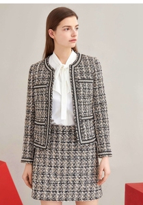 Elegante donna alla moda giacca a maniche lunghe Sexy Mini gonne dritte Business <span class=keywords><strong>Tweed</strong></span> 2 pezzi <span class=keywords><strong>completo</strong></span> - Product Image 3