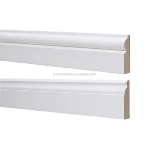 Pannello in Mdf con primer bianco personalizzato che basa lo stampaggio del battiscopa involucro Architrave modanatura Mdf battiscopa angolare modanatura del legno