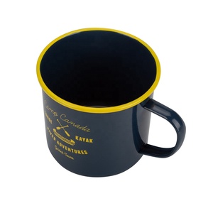 Giallo blu nero cina fornitore della fabbrica logo economico stampato personalizzato smalto metallo campeggio <span class=keywords><strong>caffè</strong></span> tazza da tè tazza con logo personalizzato - Product Image 2