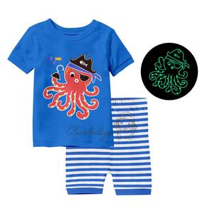 Pyjama en coton respirant V-girl & Boy avec motif de licorne brillant dans le noir pour enfants - Product Image 5
