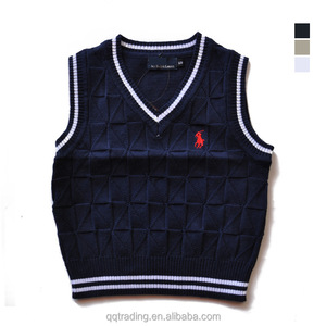 2017 Pas Cher Bébé Garçons Filles Tricot Col Bas Enfants <span class=keywords><strong>Pull</strong></span> Sans Manches Uniforme Scolaire Gilet Vêtements - Product Image 2