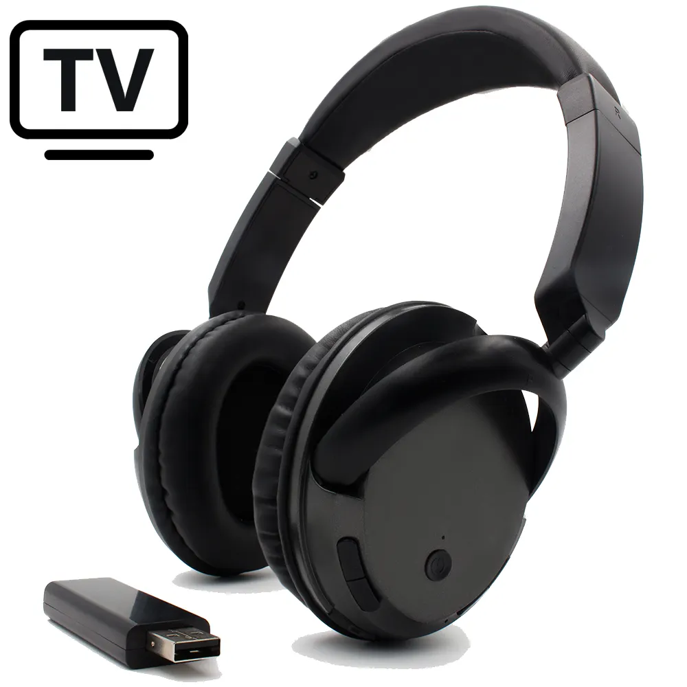 Headphone Stereo Nirkabel untuk TV, Headset TV Tanpa Kabel OVER-Ear dengan Pemancar RF 2019
