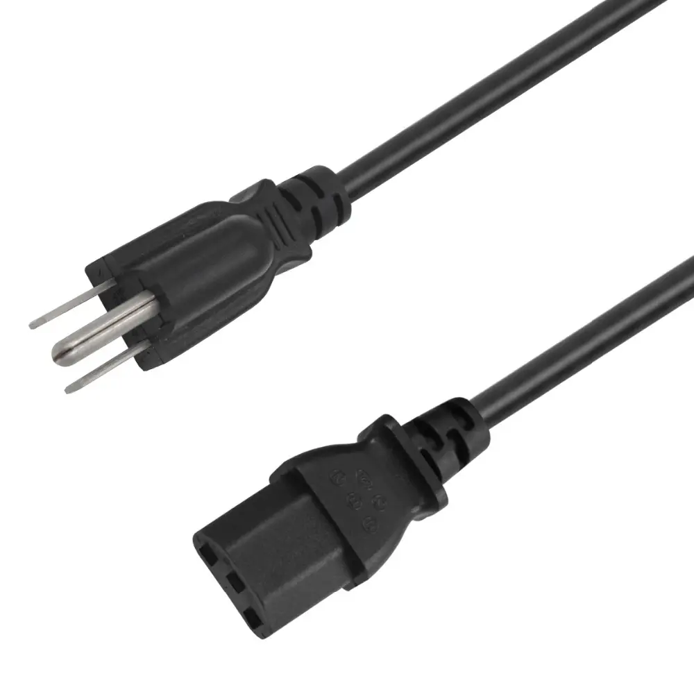 Universal 14 Awg computadora Nema 5-15P nosotros Cable de CA para la parrilla eléctrica hervidor de agua C13 hembra estándar de EE. UU. Cable de alimentación