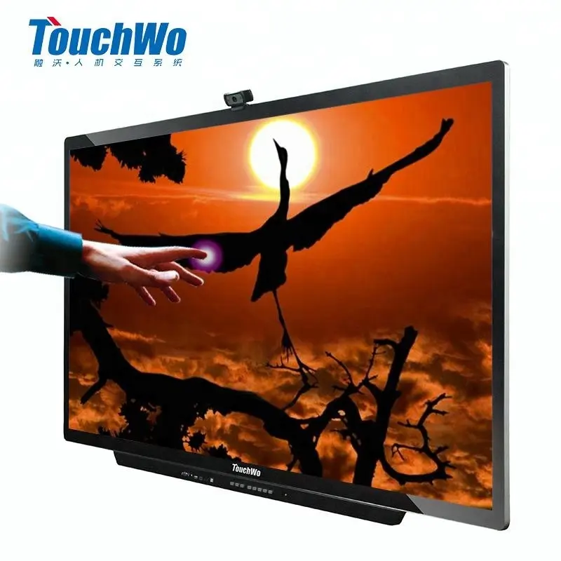 43 55 65 86インチ良い価格led HD 4kタッチスクリーンモニター中国液晶インタラクティブフラットパネルオールインワンpcテレビ広告掲載